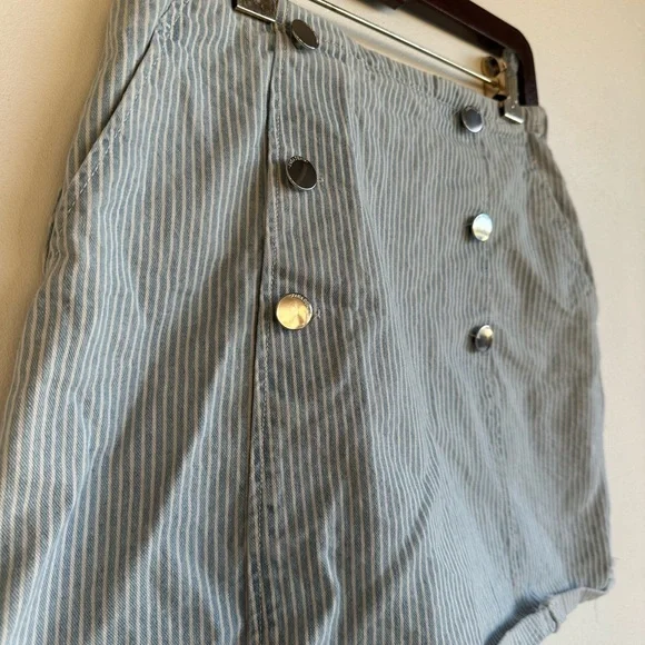 Zara Blue Striped A-Line Skirt with Buttons Small - Picture 2 of 5